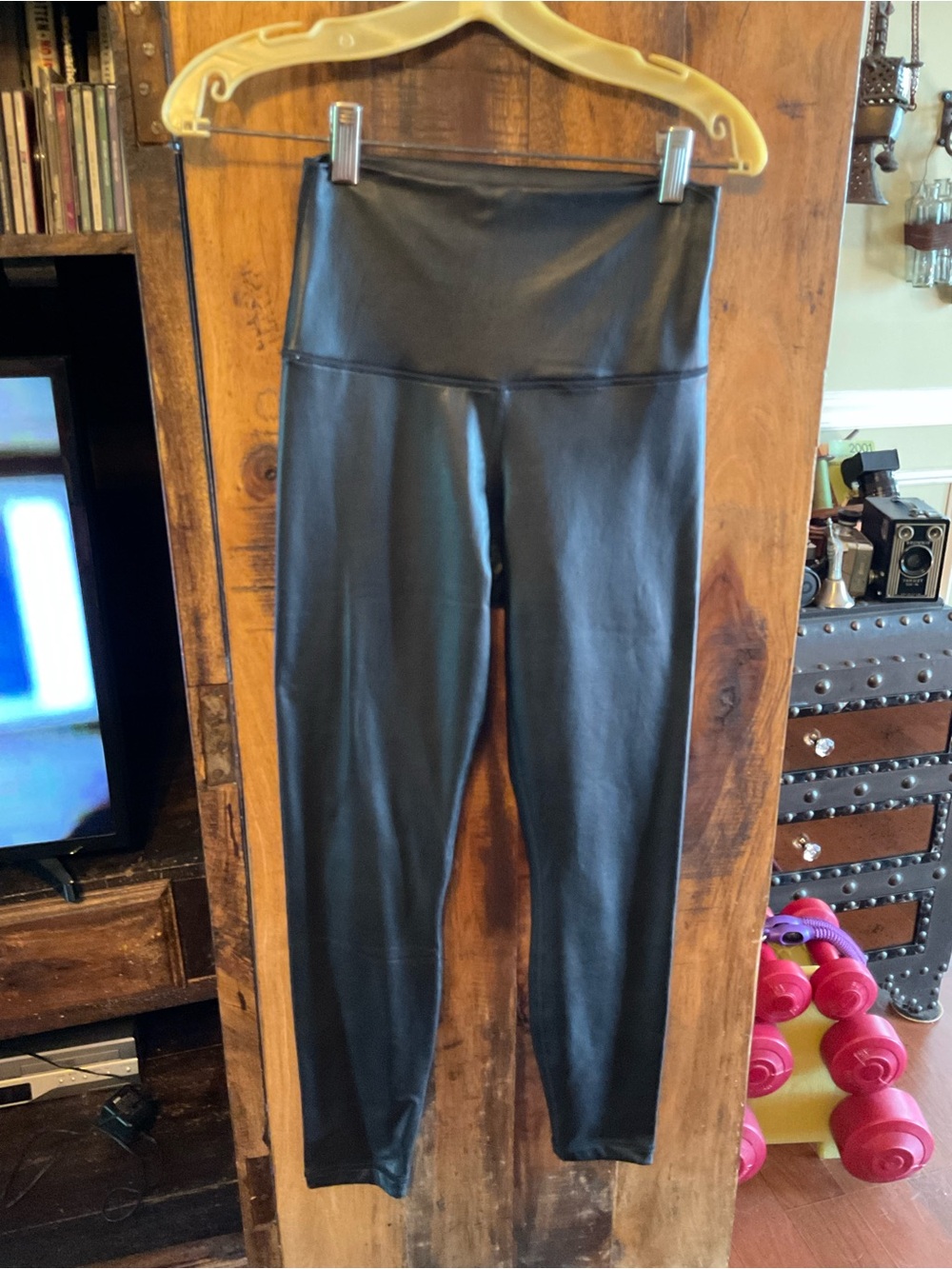 90 Degree By Reflex Faux Leather Leggings - Black